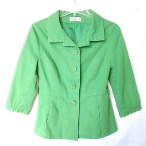 Cute Cotton Club Retro Jacket Blazer Green 3/4 Sleeve Medium Small Chest 34"